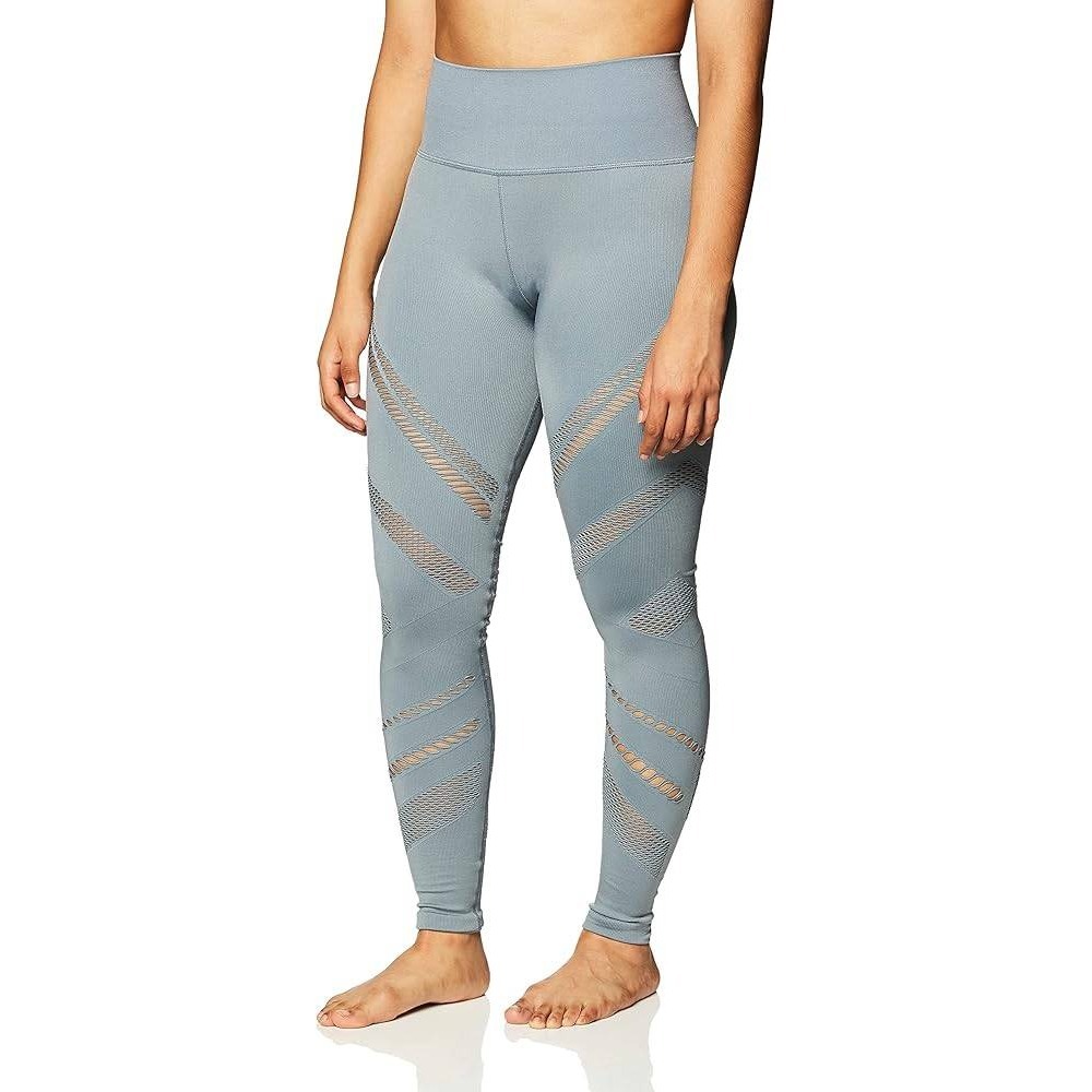 Alo Yoga Blue Grey Seamless High Waist Interlace Mesh‎ Ribbed Leggings Medium
